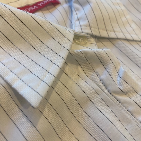 Rosa York Professional Attire White Pinstripe Button Down Top - Picture 2 of 8